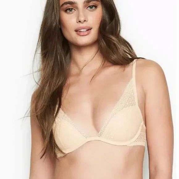 Victoria's Secret incredible plunge bra bundle of two in black & nude both 34DDD